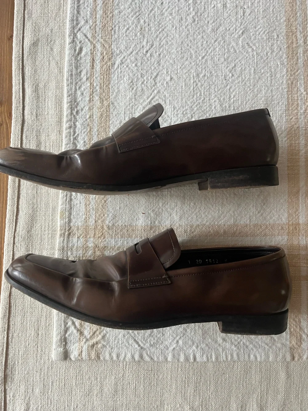 Prada Dark Brown Leather Penny Loafers
